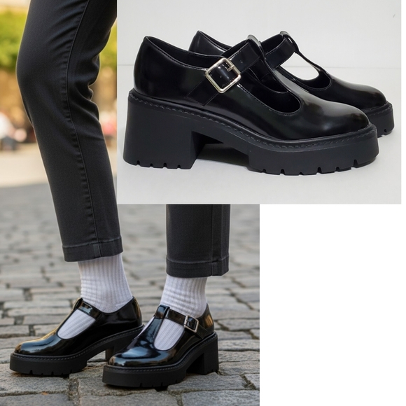 New Madden Girl Thrivee Mary Jane loafers block heel platform patent goth y2k - Picture 3 of 15